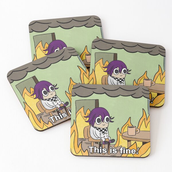 Item preview, Kokichi 'this is fine' meme designed and sold by dogonroomba.