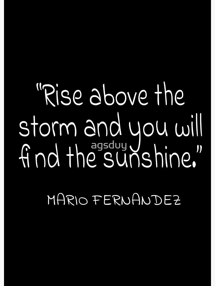 Rise above the storm and you will find the sunshine