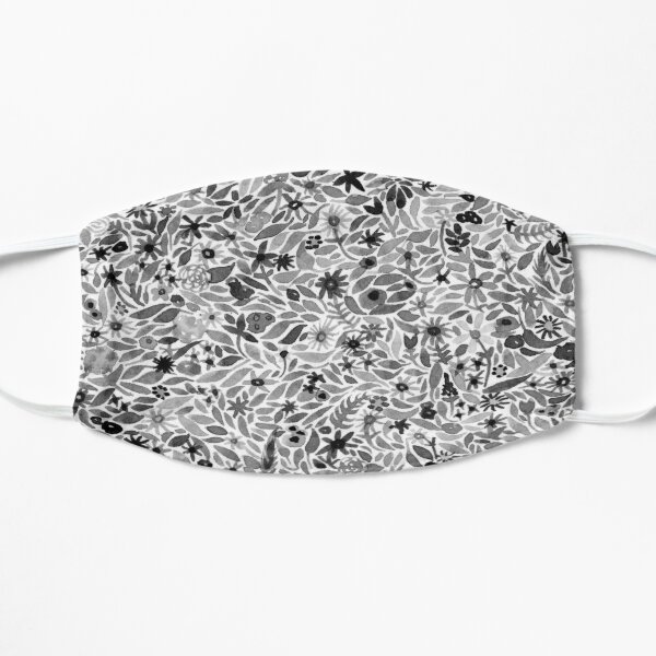Floral Black Flat Mask