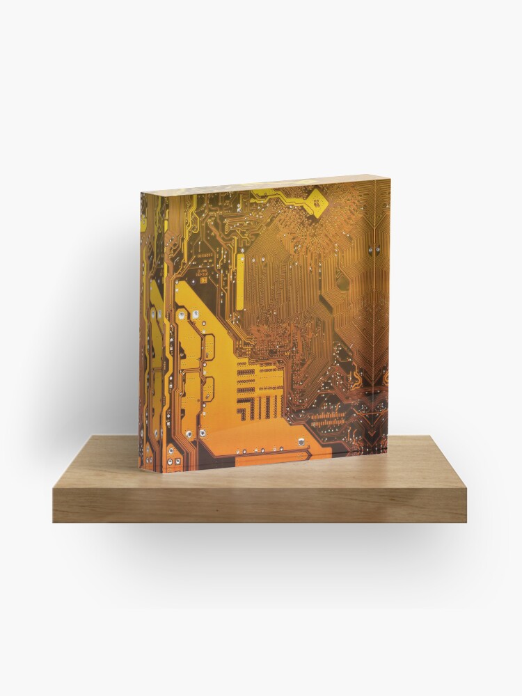 Thumbnail 1 of 5, Acrylic Block, ocher electronic circuit board designed and sold by tony4urban.