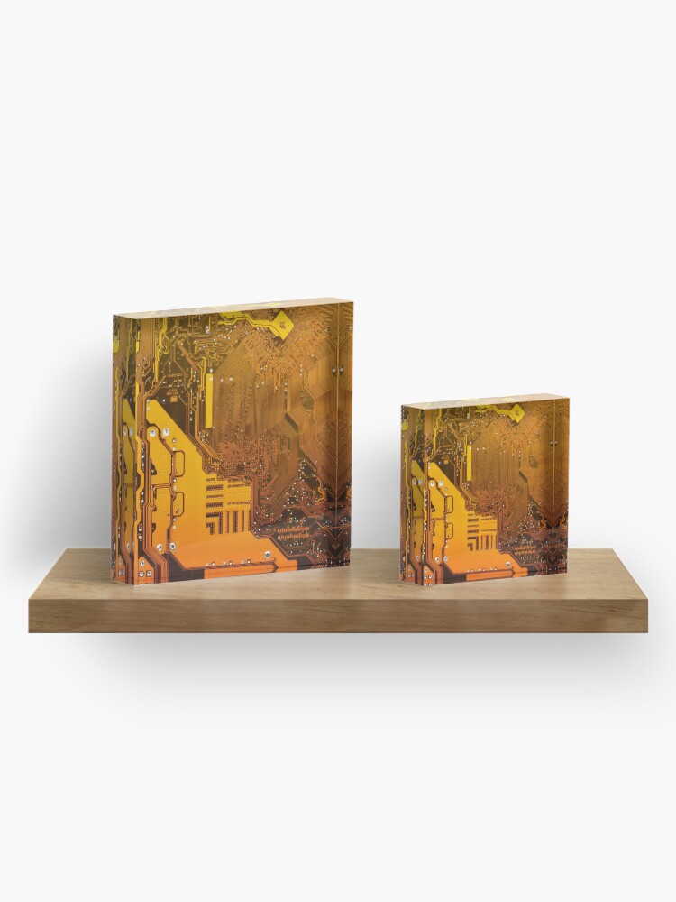 Thumbnail 4 of 5, Acrylic Block, ocher electronic circuit board designed and sold by tony4urban.