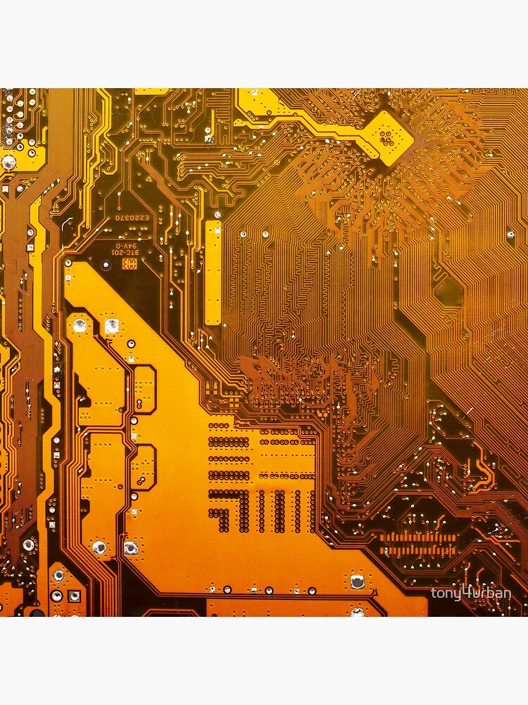 Thumbnail 5 of 5, Acrylic Block, ocher electronic circuit board designed and sold by tony4urban.