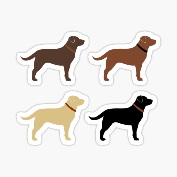 Labrador Retriever Dog Silhouettes Pattern with Chocolate, Yellow, Red and Black Labs Sticker