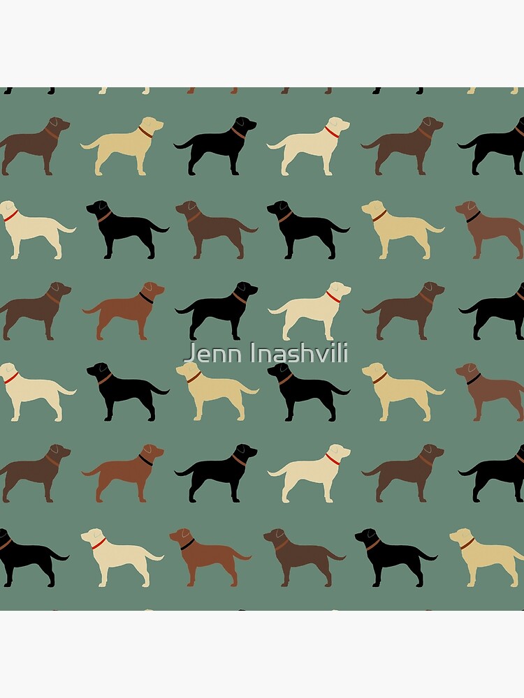 Labrador Retriever Dog Silhouettes Pattern with Chocolate, Yellow, Red and Black Labs by ShortCoffee
