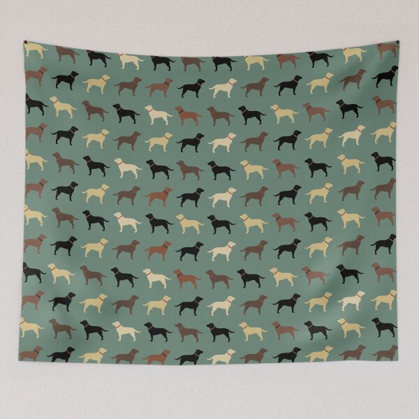Item preview, Labrador Retriever Dog Silhouettes Pattern with Chocolate, Yellow, Red and Black Labs designed and sold by Jenn Inashvili.