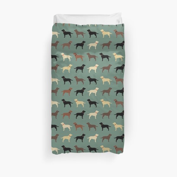 Labrador Retriever Dog Silhouettes Pattern with Chocolate, Yellow, Red and Black Labs Duvet Cover