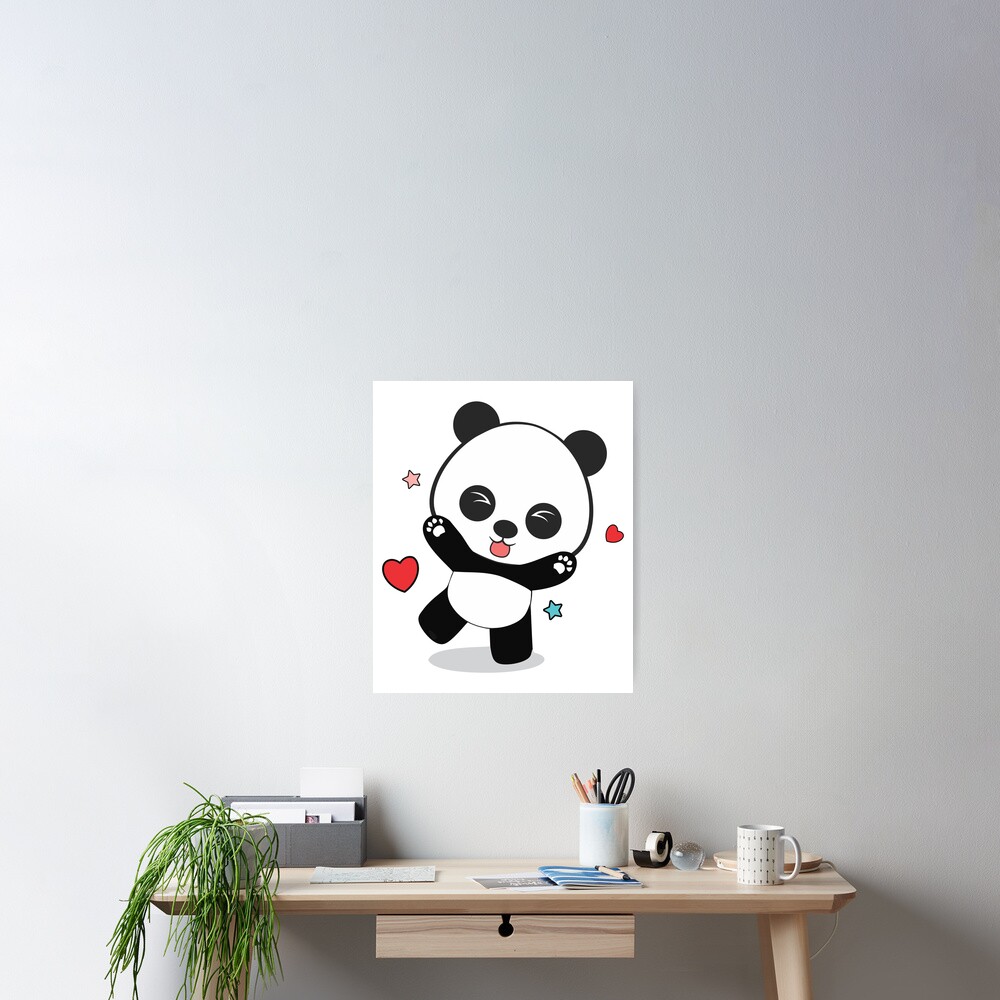 Wall Sticker for Kids Set of Panda Bears With Hearts 