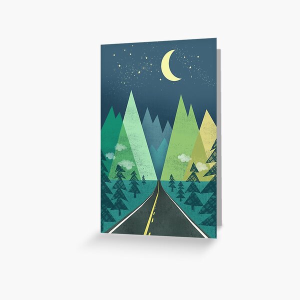 the Long Road at Night Greeting Card