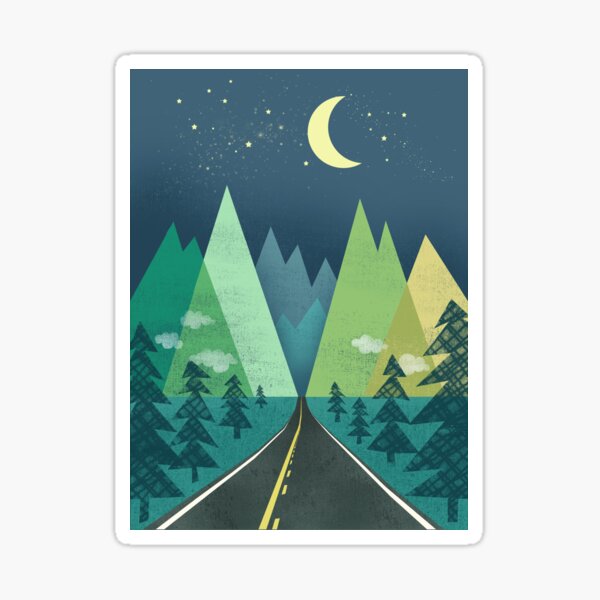 the Long Road at Night Sticker