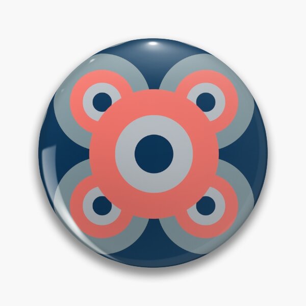 Item preview, Retro flower in coral and blue - grey colour palette, large pattern designed and sold by susyrdesign.