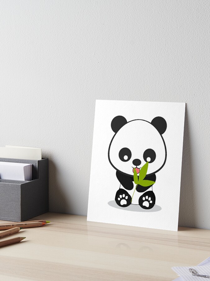 Netter Panda Liebt Es Bambus Zu Essen Kinder Kawaii Galeriedruck Von Clearvibes Redbubble