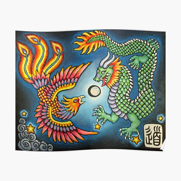 dragon and phoenix painting 05/04/20 Poster
