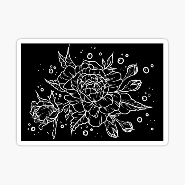 Roses and Bubbles (White Ink) Sticker