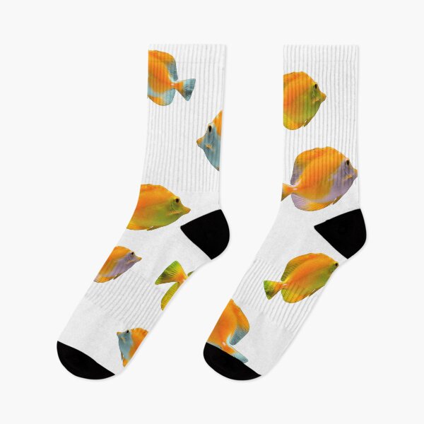 Item preview, Bright And Cheerful Tropical Yellow Butterfly Coral fish Pattern designed and sold by KateLCardsNMore.