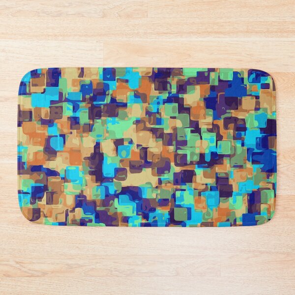 Item preview, blue brown and orange square pattern abstract background designed and sold by Mrvell.