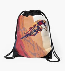 retro style mountain bike poster: Good to the Last Drop Drawstring Bag