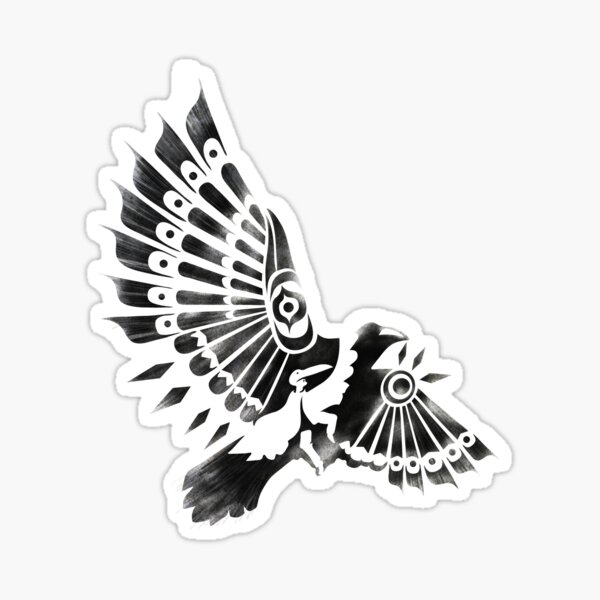 Raven Crow Shaman tribal tattoo design Sticker
