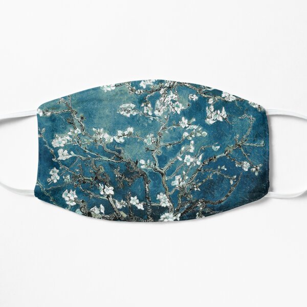 Van Gogh Almond Blossoms Dark Teal Flat Mask