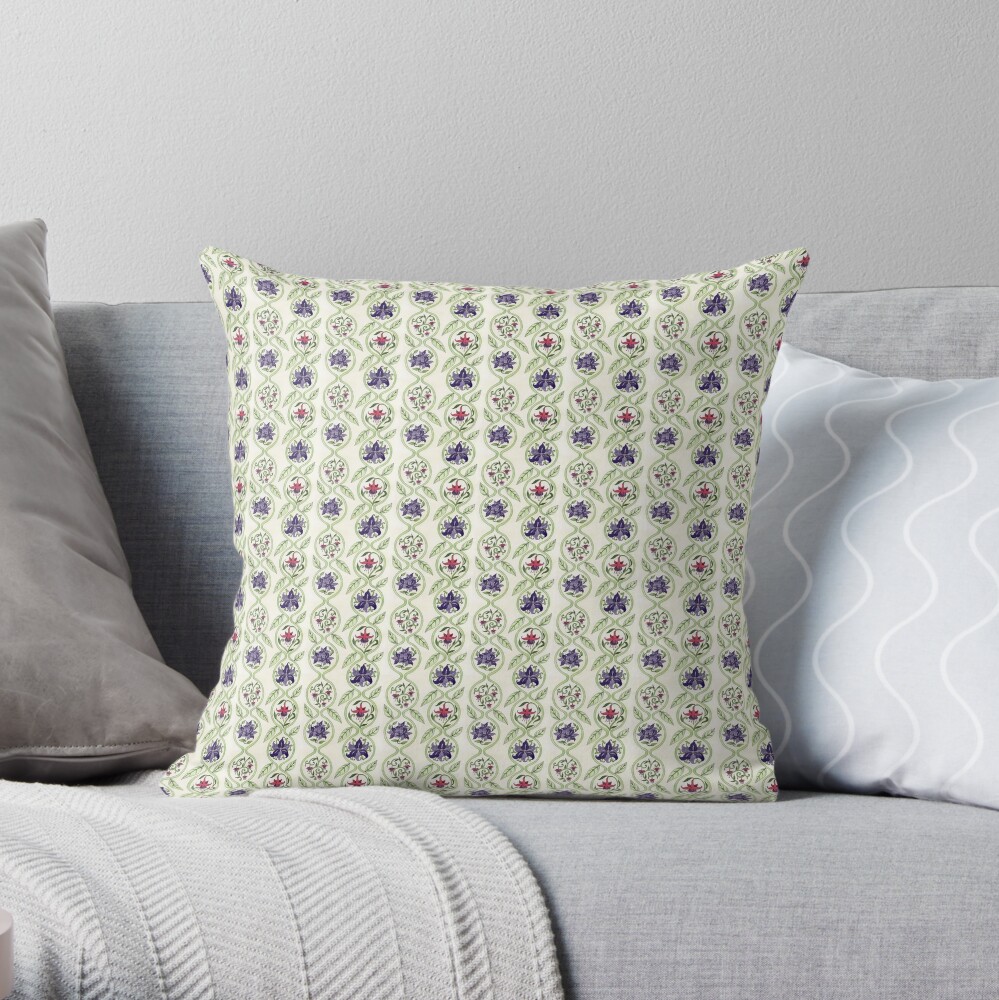 Antique Floral Wallpaper Pattern II Throw Pillow