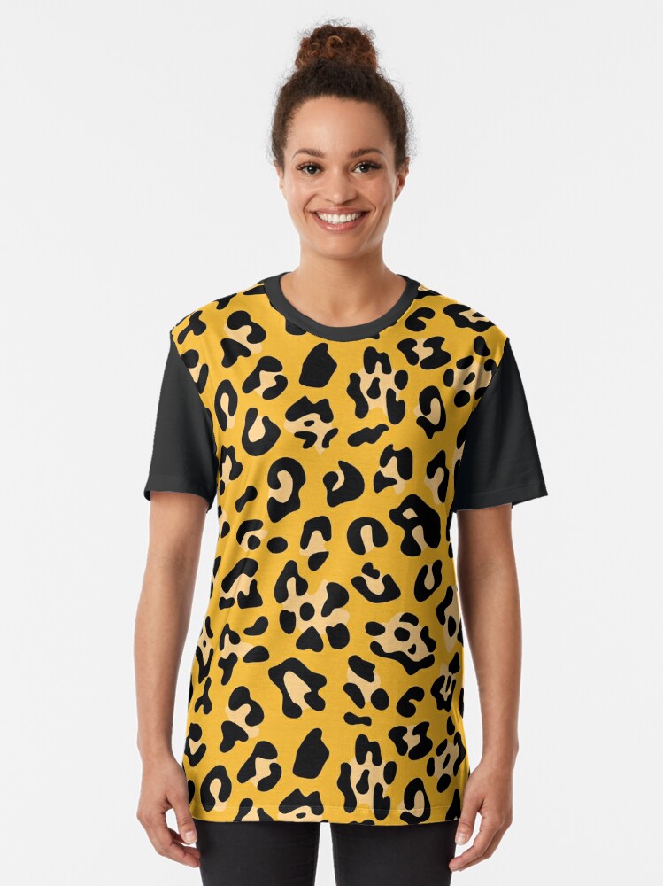 yellow and black leopard print top