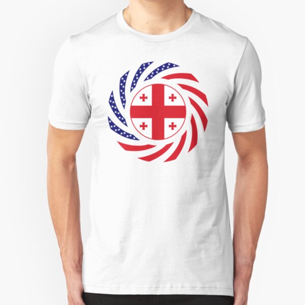 Georgian American Multinational Patriot Flag Series Slim Fit T-Shirt