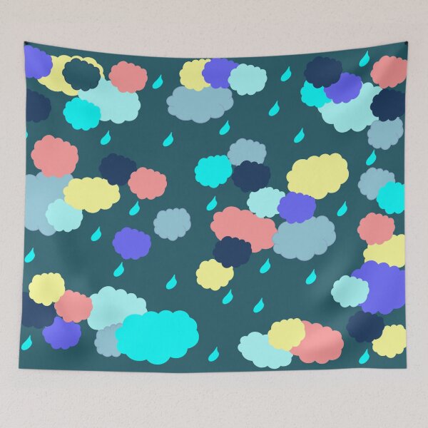 Item preview, Colorful clouds on turquoise background designed and sold by VivianVirtue.