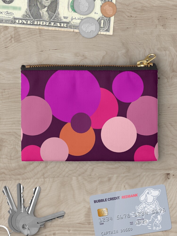 Zipper Pouch, Big 70s polka dots in purple designed and sold by pASob-dESIGN