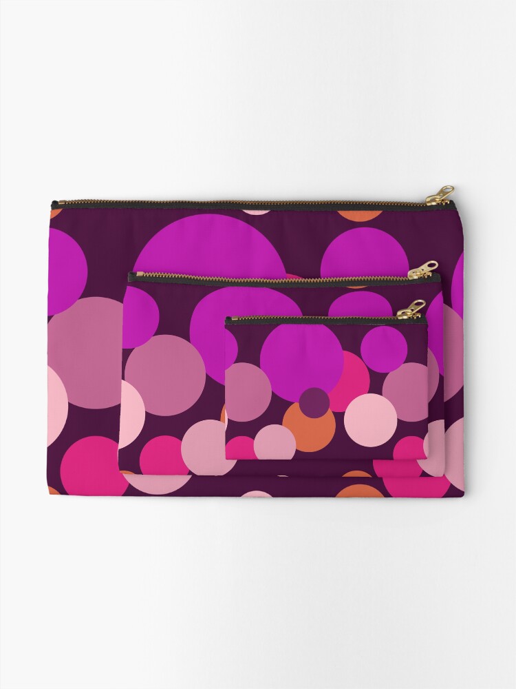 Thumbnail 2 of 4, Zipper Pouch, Big 70s polka dots in purple designed and sold by pASob-dESIGN.