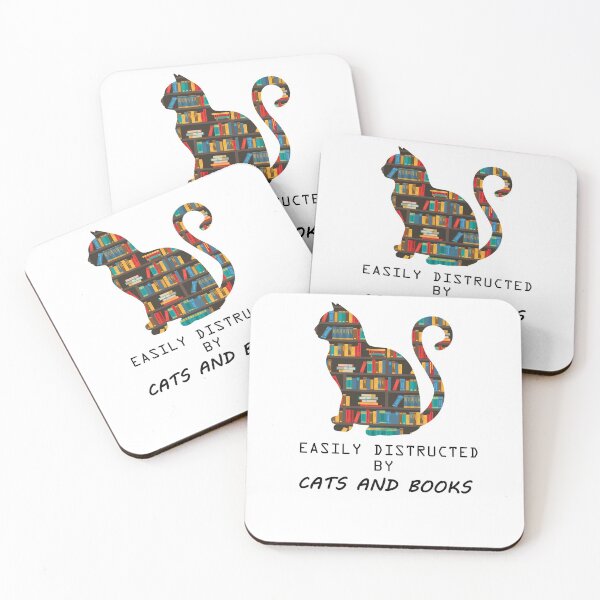 Item preview, Easily Distracted by Cats and Books designed and sold by Harrak Housni.