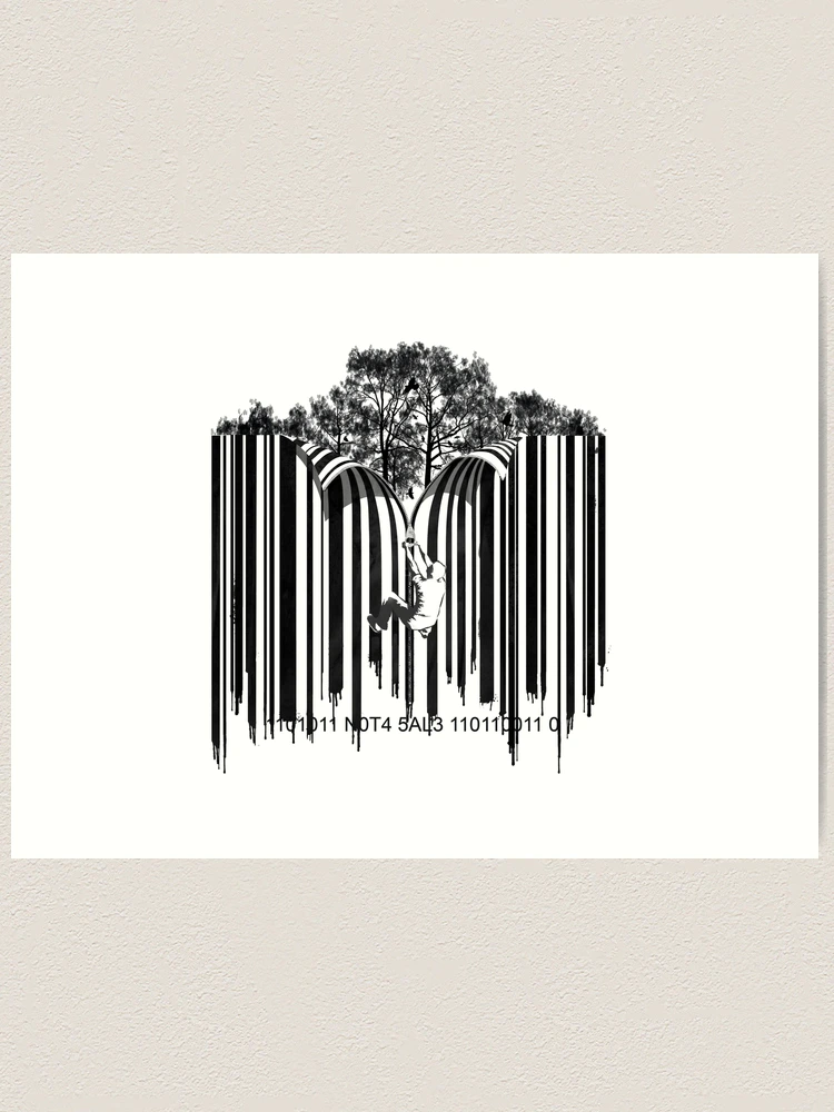 UNZIP THE CODE barcode graffiti print illustration | Art Print