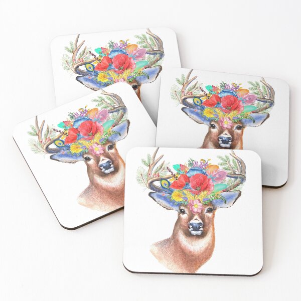Item preview, Beautiful flowered deer designed and sold by kouddad.