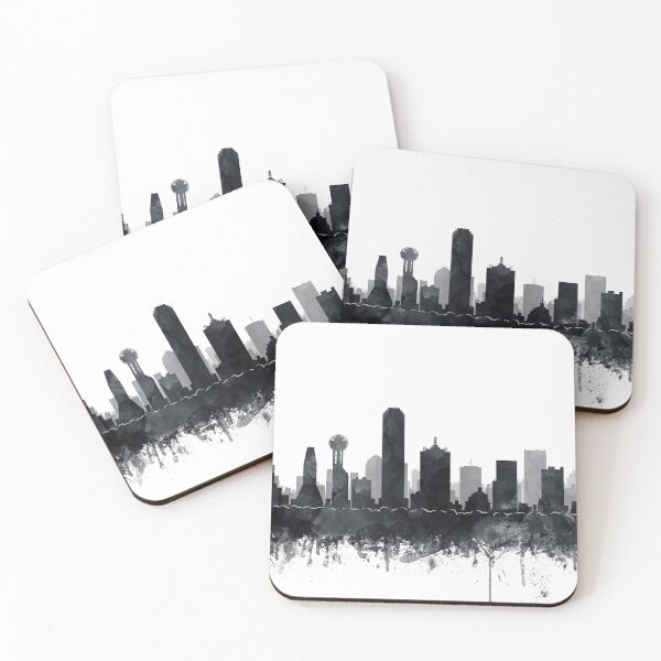 Item preview, Dallas Skyline Black White Watercolor by Zouzounio Art designed and sold by zouzounioart.