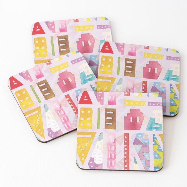 Item preview, Abstract geometric modern colorful watercolor city  designed and sold by CrisBanana.