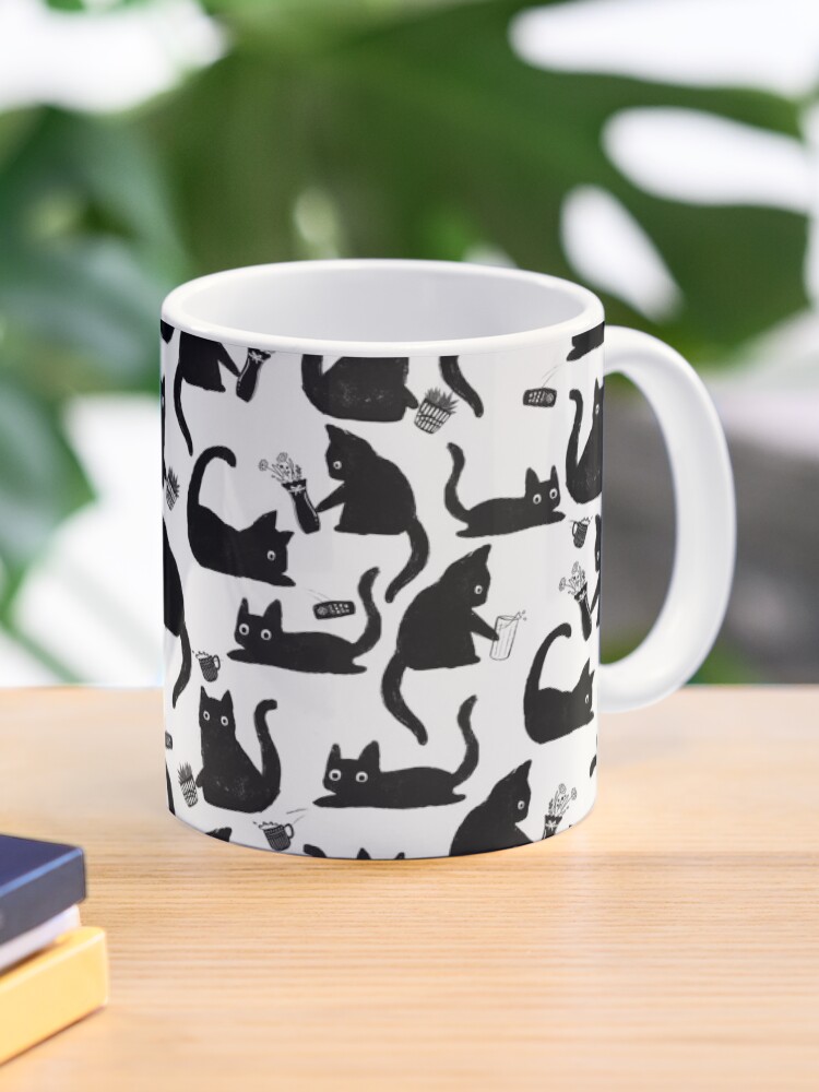 Thumbnail 1 of 6, Coffee Mug, Bad Cats Knocking Stuff Over designed and sold by tanyadraws.
