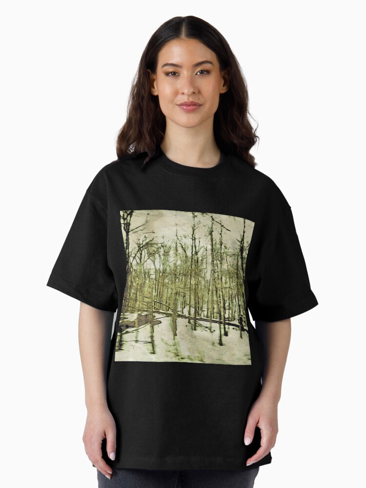 Thumbnail 1 of 7, Oversized T-Shirt, Nature Lovers Gift - Into the Woods Part Deux - Neutral Colors Decor designed and sold by OneDayArt.