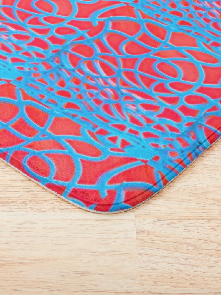 Alternate view of Red and Turquoise Maze - Abstract Art Photography Bath Mat