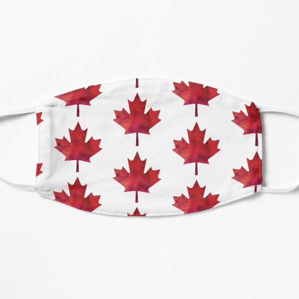 Canada Day Watercolour Maple Leaf Pattern Flat Mask