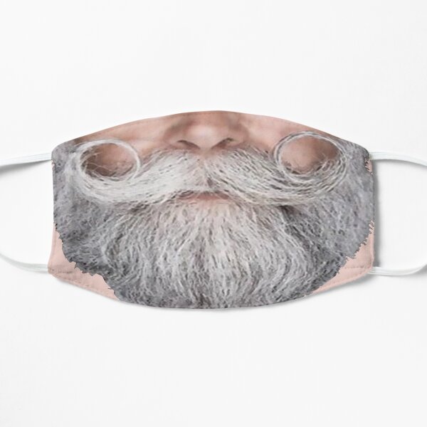 Funny face mask curly gray mustache by NICHEPRINTSNYC Mask
