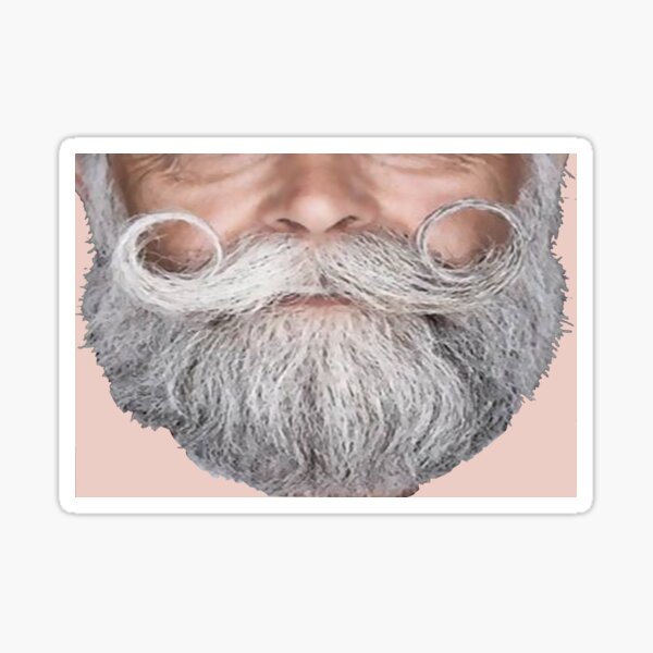 Funny face mask curly gray mustache by NICHEPRINTSNYC Sticker