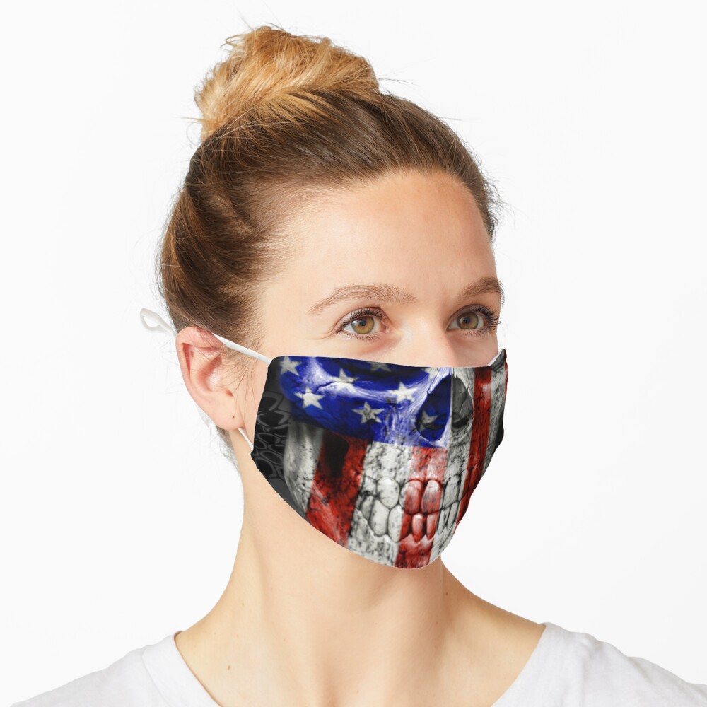 American Flag Veteran Patriot Skull Mask