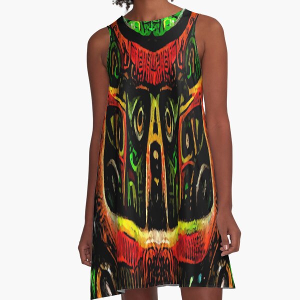 ABSTRACT ARTWORK - THRONE OF THE OWLS - CREEPY DYSTOPIAN ARTWORK TO FREAK OUT YOUR FLATMATE BY JANE HOLLOWAY A-Line Dress