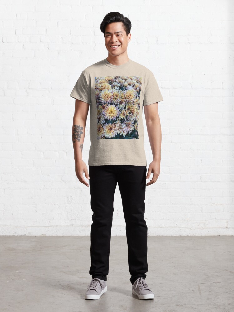 Thumbnail 3 of 7, Classic T-Shirt, Gift for Gardener - Mumsified - Light Yellow and Pink Mums designed and sold by OneDayArt.