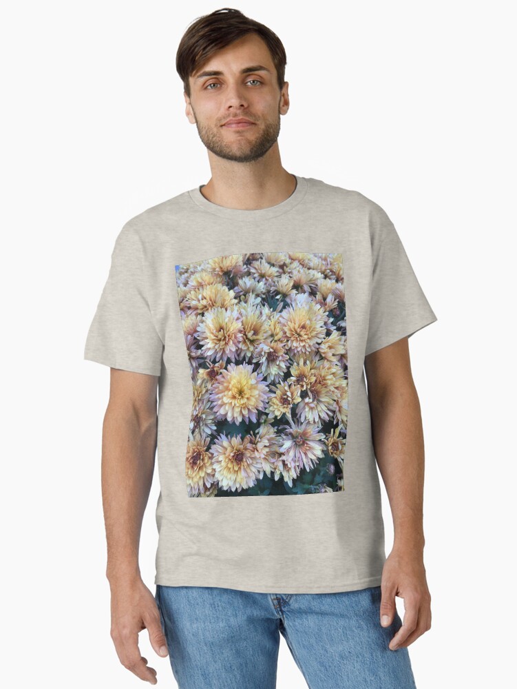 Thumbnail 1 of 7, Classic T-Shirt, Gift for Gardener - Mumsified - Light Yellow and Pink Mums designed and sold by OneDayArt.