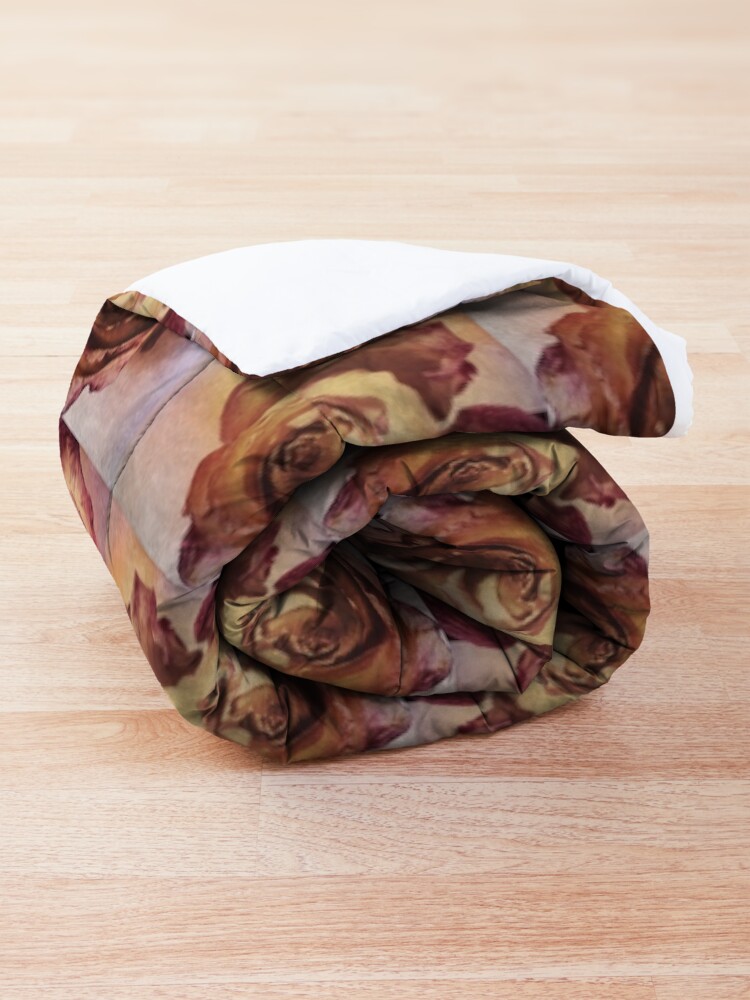 Alternate view of Rose in Time - Flower Lovers - Vintage Dusty Pink Rose Art Comforter