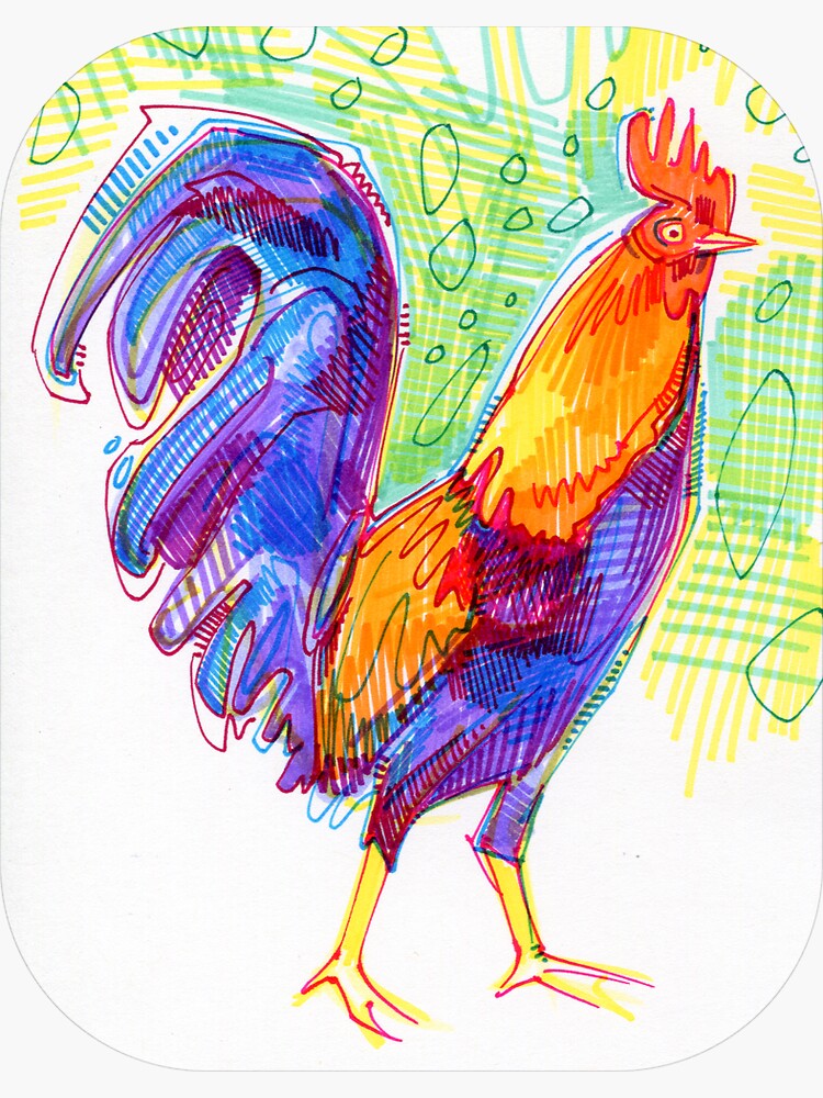Rooster Drawing - 2011 by gwennpaints