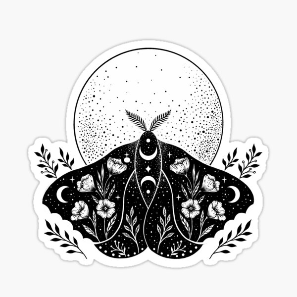 Sticker : New Beginnings; Luna Moth with Mushrooms – CherieSmittleArt