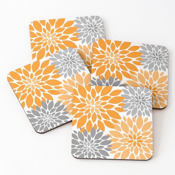 Item preview, Orange and Gray Dahlia Floral Pattern designed and sold by IoanaHraball.