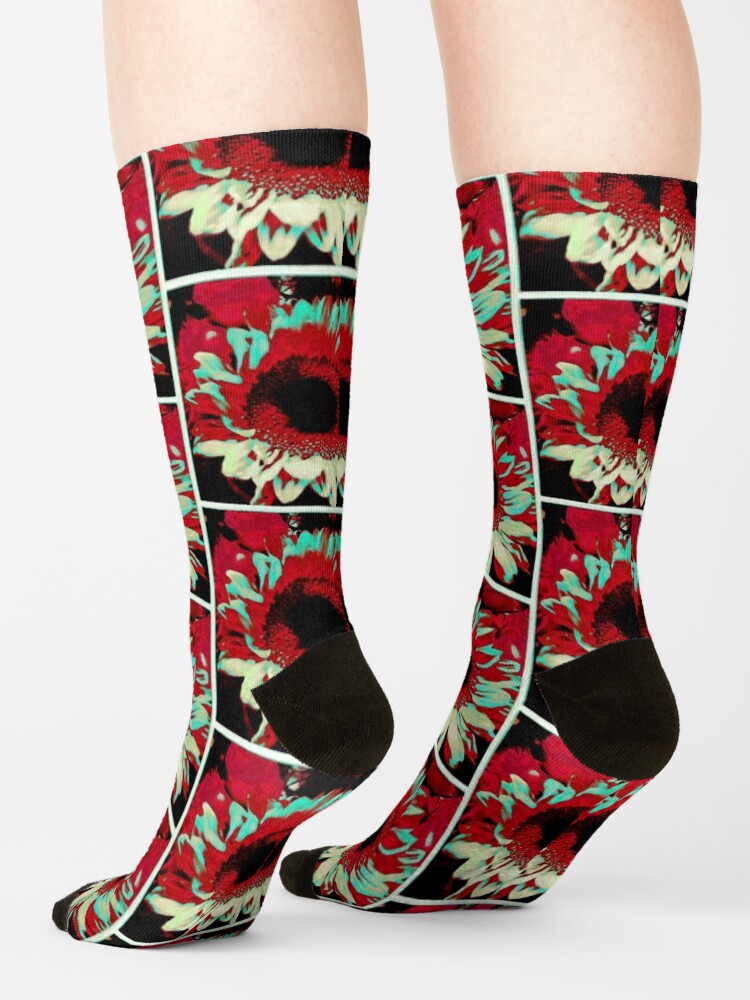 Alternate view of Bright Floral - Fiery Sunflower Design Socks