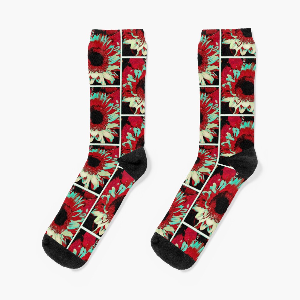 Bright Floral - Fiery Sunflower Design Socks