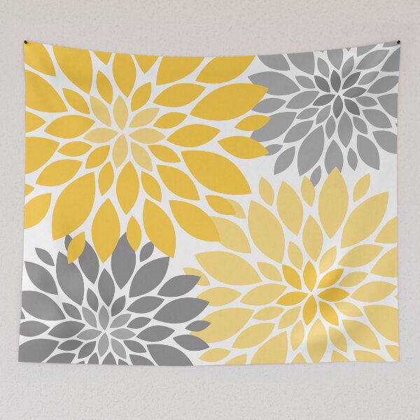 Item preview, Yellow and Gray Dahlia Floral Pattern designed and sold by IoanaHraball.